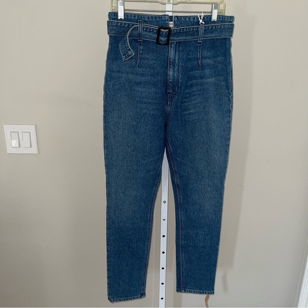 Reformation Kayo High & Skinny Jeans Size 30 NWT Belted High Waist Blue Denim